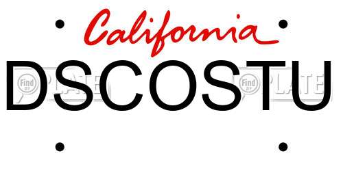 DSCOSTU California License Plate