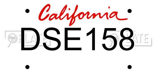 DSE158 California License Plate