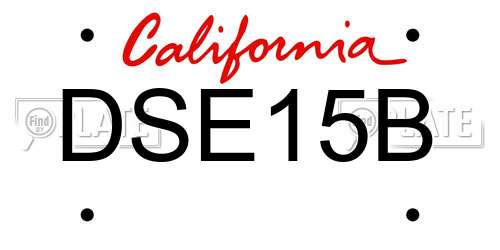 DSE15B California License Plate
