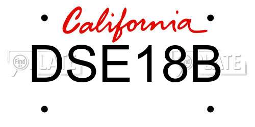 DSE18B California License Plate