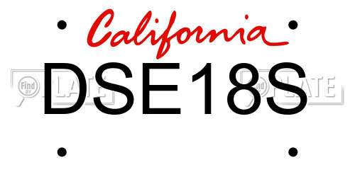 DSE18S California License Plate