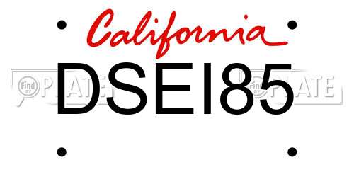 DSEI85 California License Plate