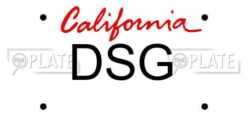 DSG California License Plate