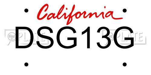 DSG13G California License Plate