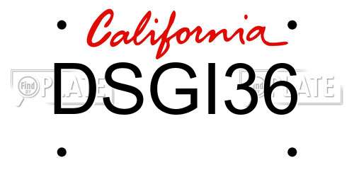 DSGI36 California License Plate