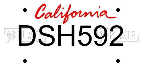 DSH592 California License Plate