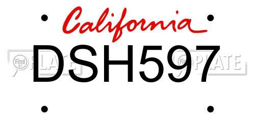 DSH597 California License Plate