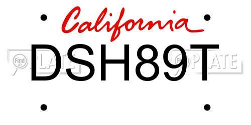 DSH89T California License Plate