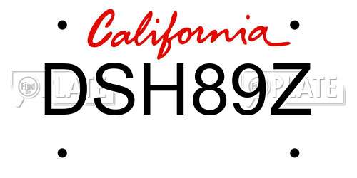 DSH89Z California License Plate