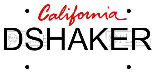 DSHAKER California License Plate