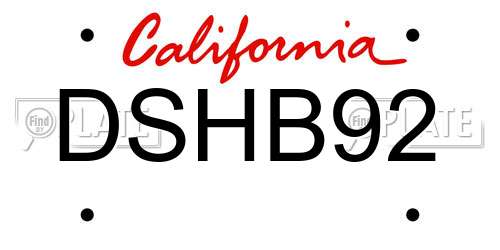 DSHB92 California License Plate