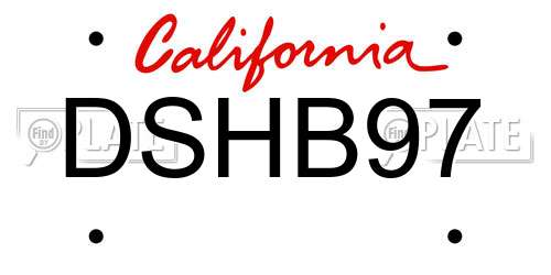 DSHB97 California License Plate
