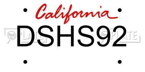 DSHS92 California License Plate