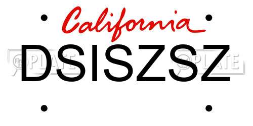DSISZSZ California License Plate