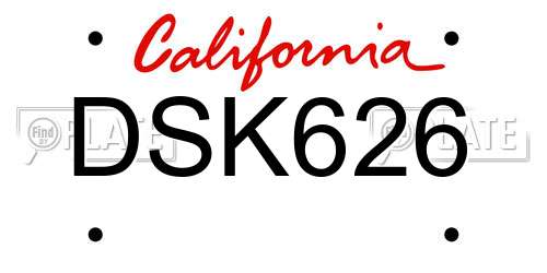 DSK626 California License Plate