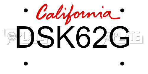 DSK62G California License Plate