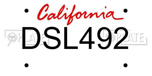 DSL492 California License Plate