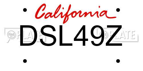 DSL49Z California License Plate
