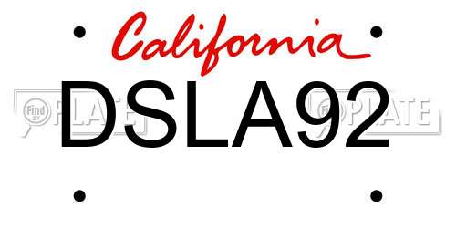 DSLA92 California License Plate