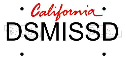 DSMISSD California License Plate