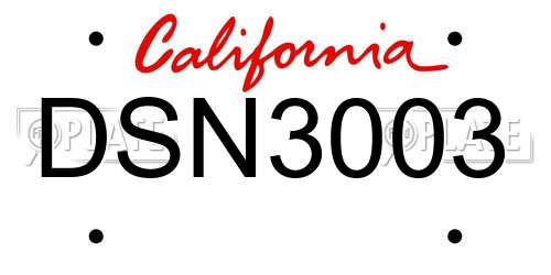DSN3003 California License Plate