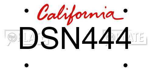 DSN444 California License Plate