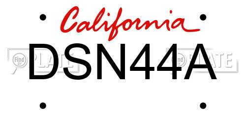 DSN44A California License Plate