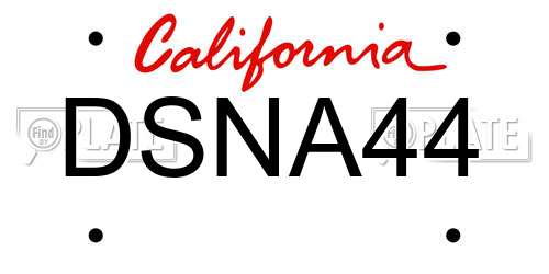 DSNA44 California License Plate