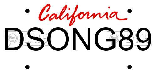 DSONG89 California License Plate