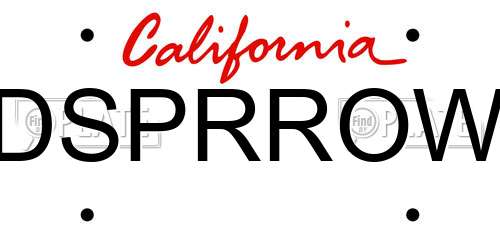 DSPRROW California License Plate