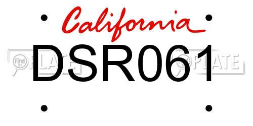DSR061 California License Plate