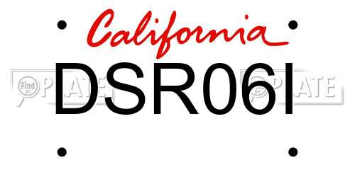 DSR06I California License Plate