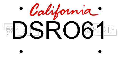 DSRO61 California License Plate
