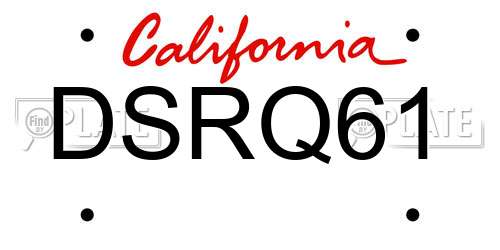 DSRQ61 California License Plate