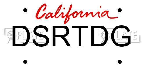 DSRTDG California License Plate
