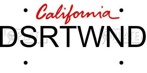 DSRTWND California License Plate