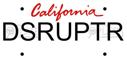 DSRUPTR California License Plate