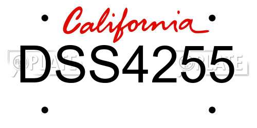 DSS4255 California License Plate