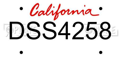 DSS4258 California License Plate
