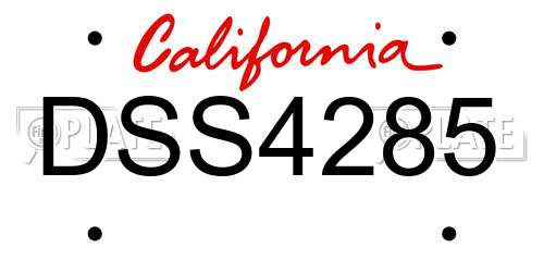 DSS4285 California License Plate