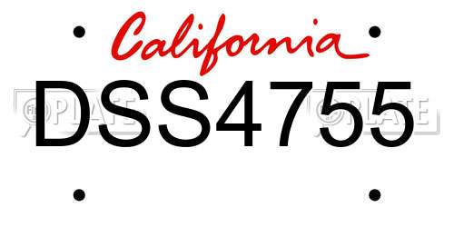 DSS4755 California License Plate