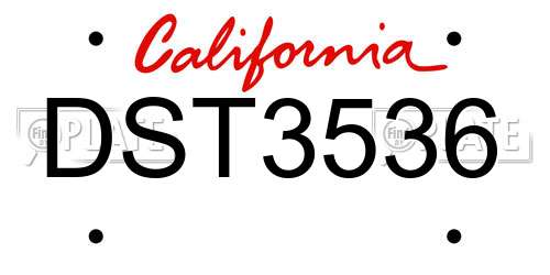 DST3536 California License Plate