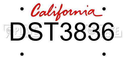 DST3836 California License Plate