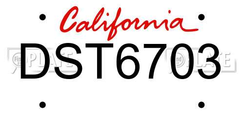DST6703 California License Plate