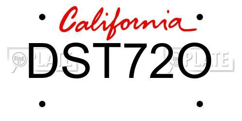 DST72O California License Plate