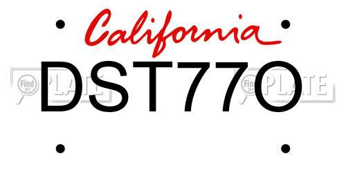 DST77O California License Plate