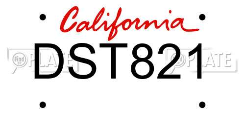 DST821 California License Plate