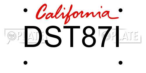 DST87I California License Plate