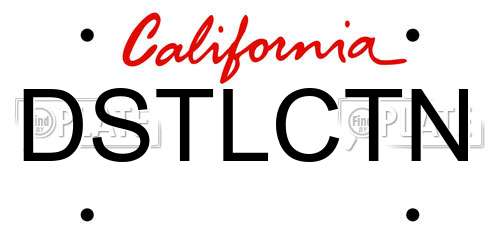 DSTLCTN California License Plate