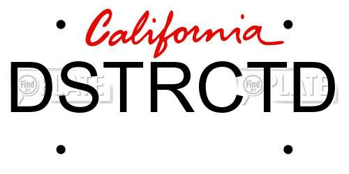 DSTRCTD California License Plate